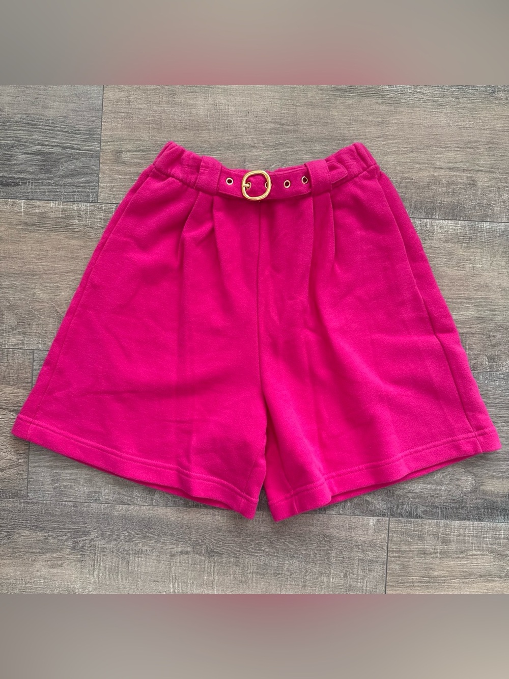 NWT St. John Sport Vintage Pink Pleated High Waisted Belted Shorts Size P